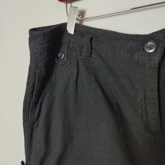 AB Studio Women's Sz 16 Black Linen Blend Shorts Roll Cuff Lightweight - Picture 5 of 6